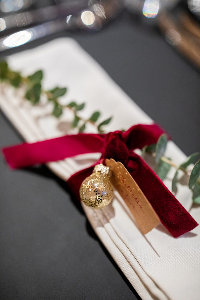 détail décoration mariage hiver